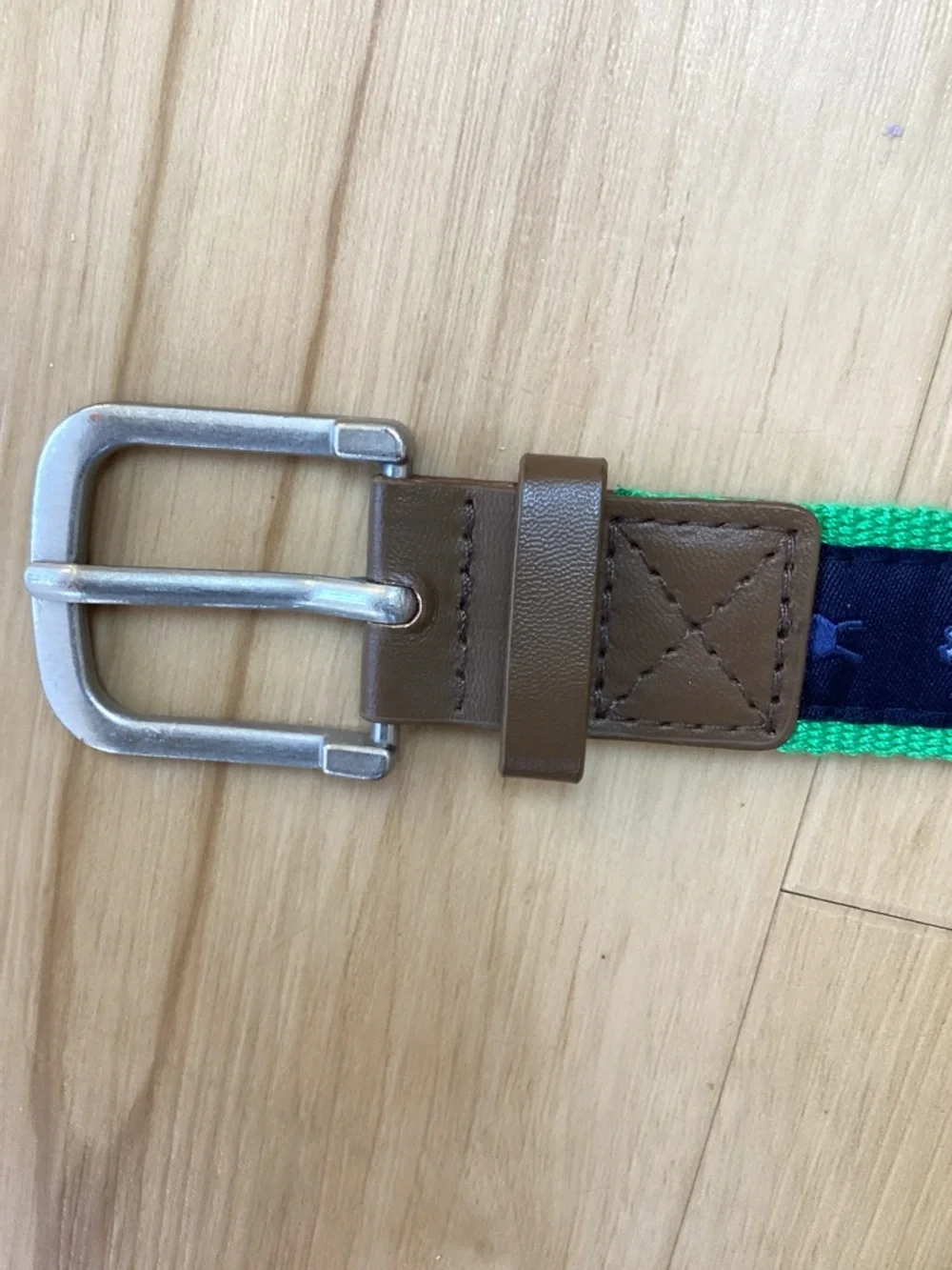 OshKosh Child Navy & Bright Green Embroidered Bug Canvas Belt Medium